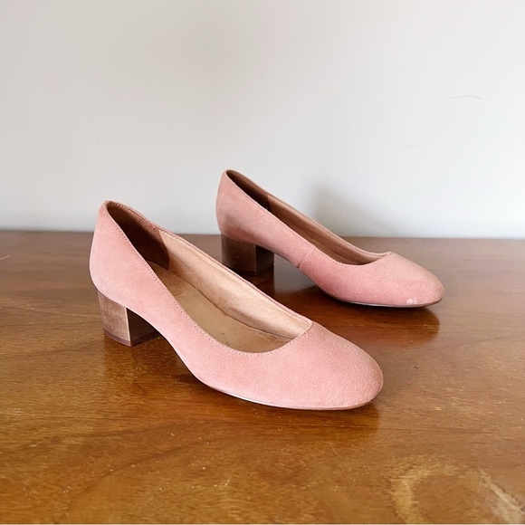 Madewell • Ella Low-Heel Pumps block heel round toe Dusty Clay pink suede - Picture 1 of 12